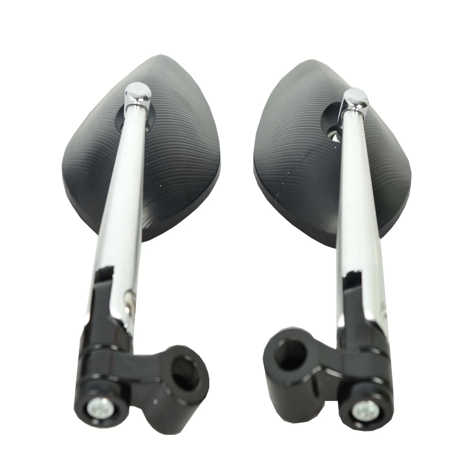 R.J.VON Round Anti Glare CNC Handle bar Oval Mirrors for Motorcycles - Set of 2