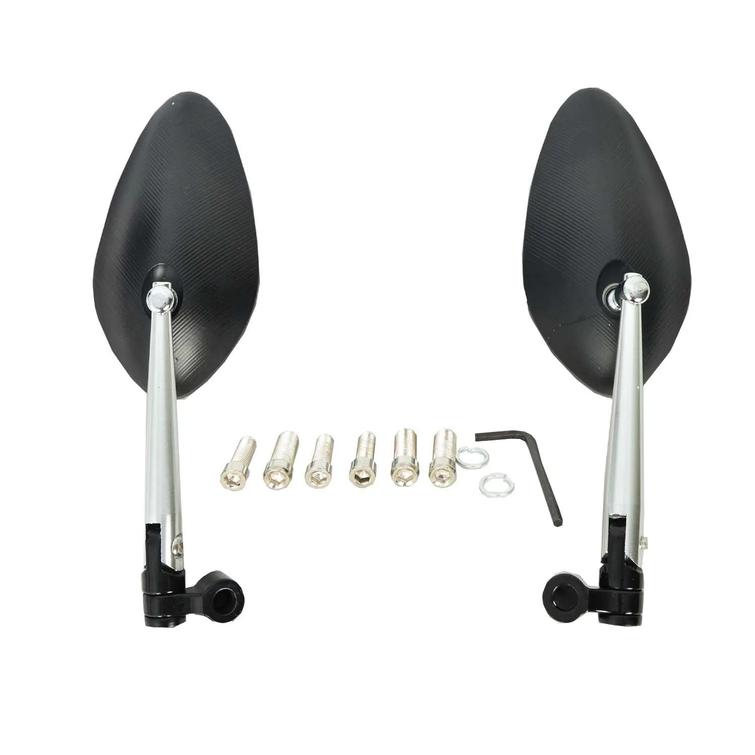 R.J.VON Round Anti Glare CNC Handle bar Oval Mirrors for Motorcycles - Set of 2