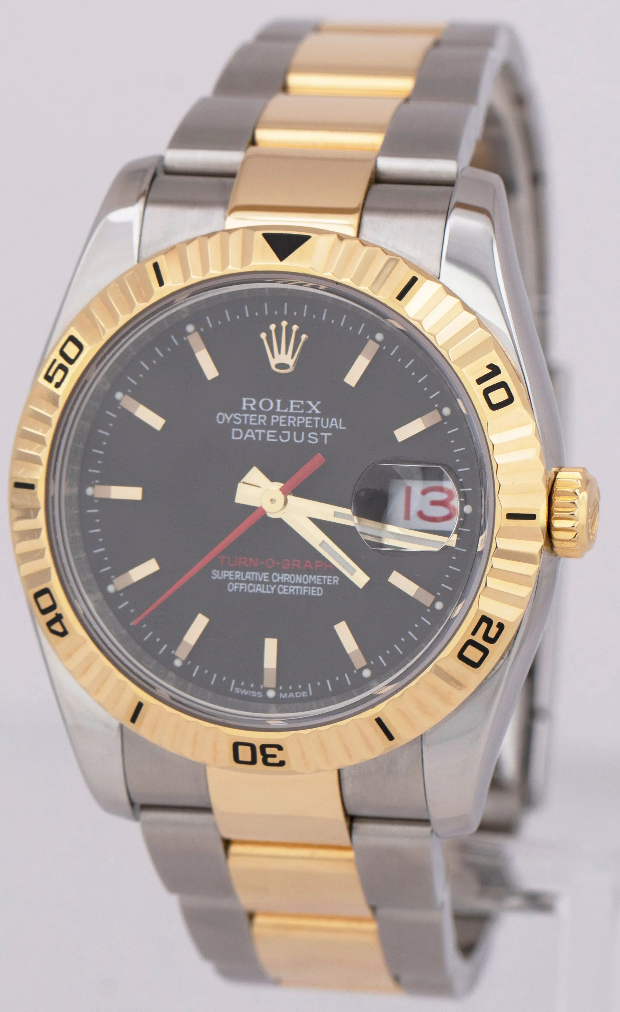 Rolex DateJust 116263 Turn-O-Graph 36mm Thunderbird Two-Tone 18K Gold Watch
