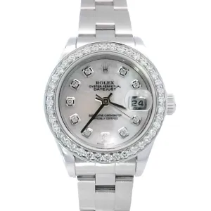 Rolex DateJust Stainless Steel 26mm Custom White MOP Diamond Dial Watch | Ref# 79160