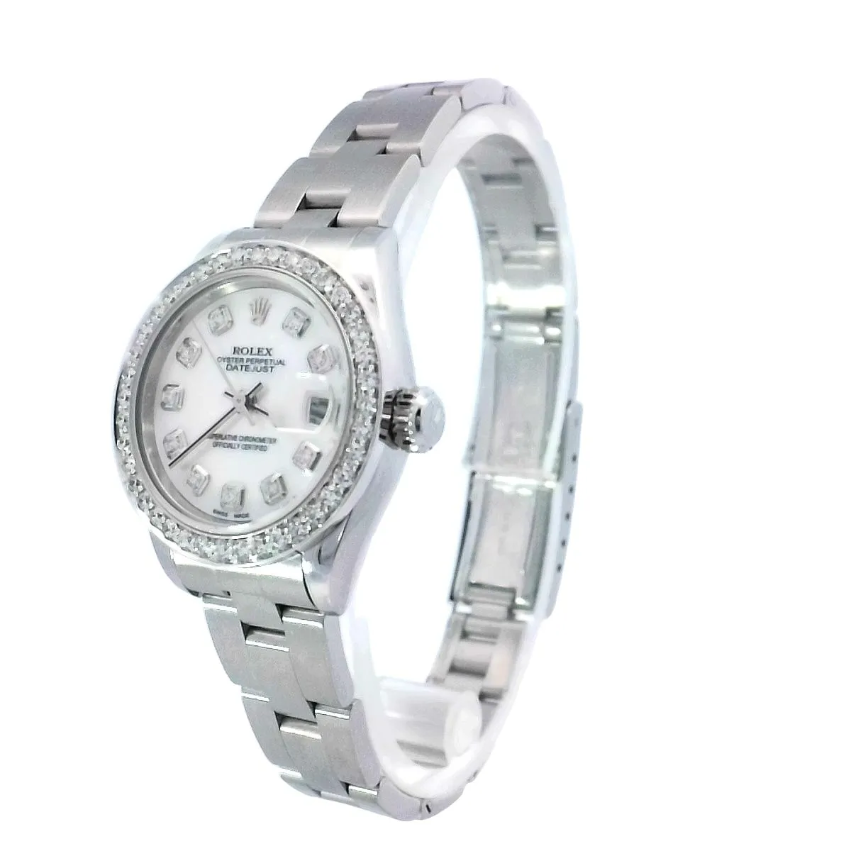 Rolex DateJust Stainless Steel 26mm Custom White MOP Diamond Dial Watch | Ref# 79160