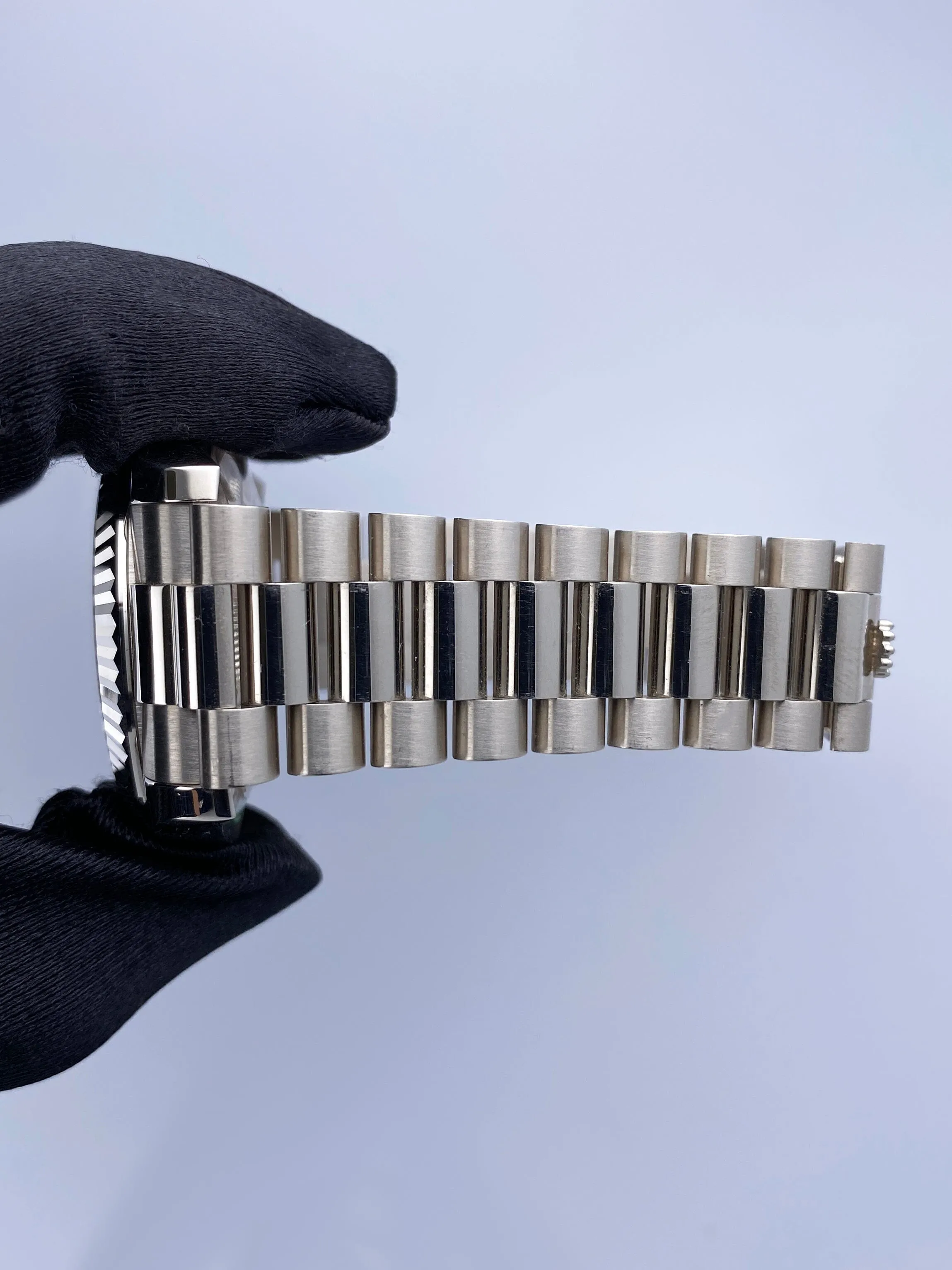 Rolex Day-Date 41 218239 Diamond Black Dial 18K White Gold Mens Watch Box Papers