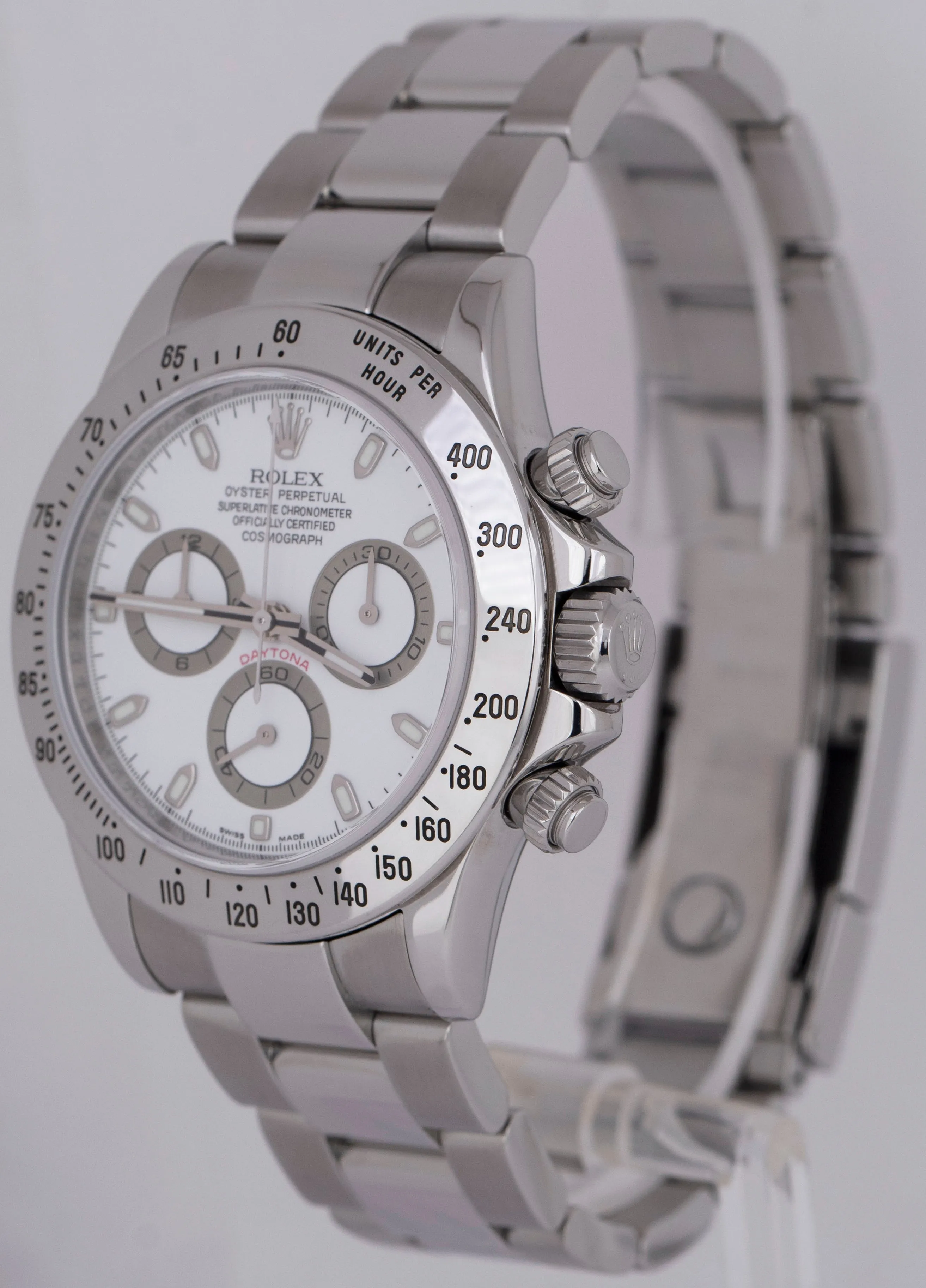 Rolex Daytona Cosmograph White REHAUT Stainless Steel 40mm Oyster Watch 116520