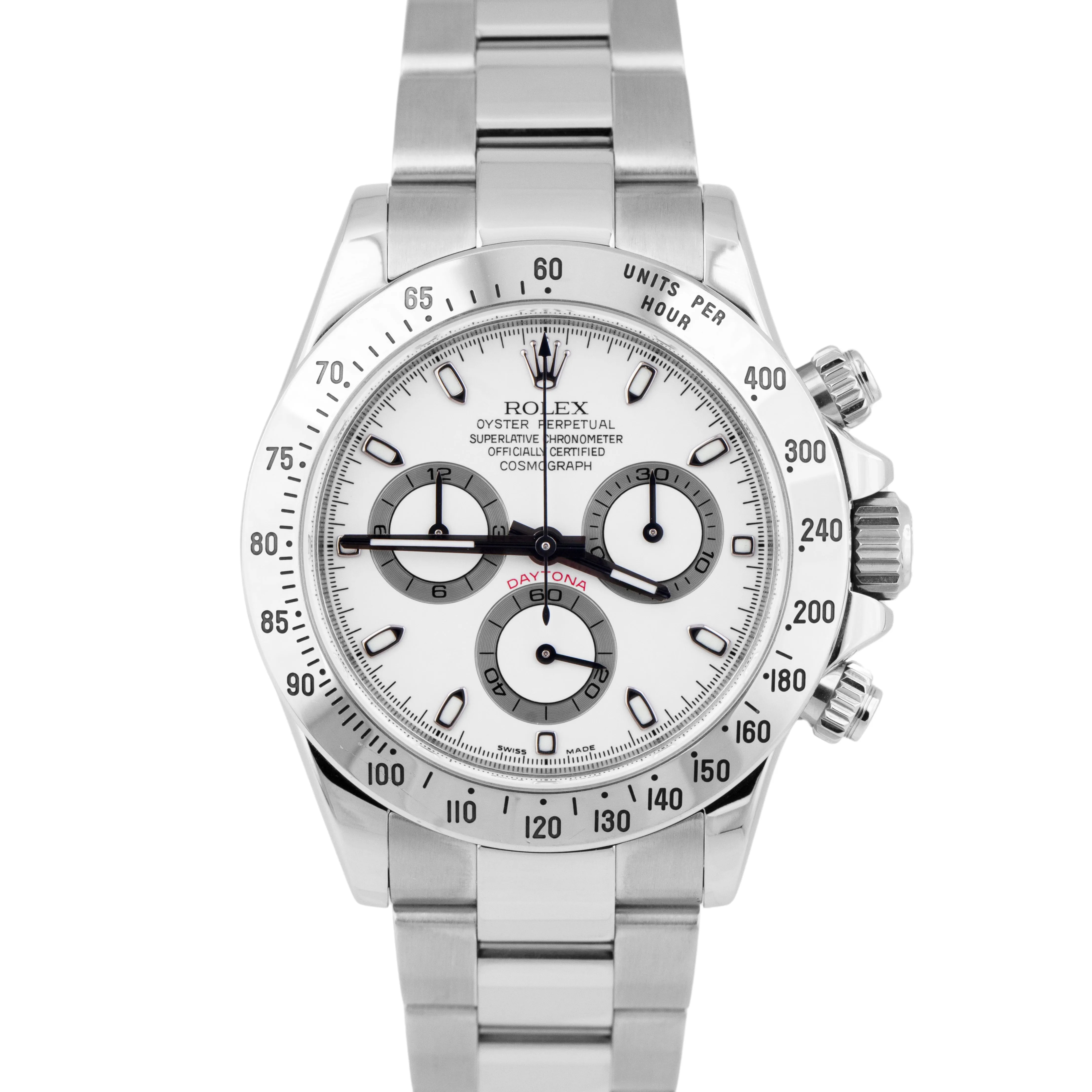 Rolex Daytona Cosmograph White REHAUT Stainless Steel 40mm Oyster Watch 116520