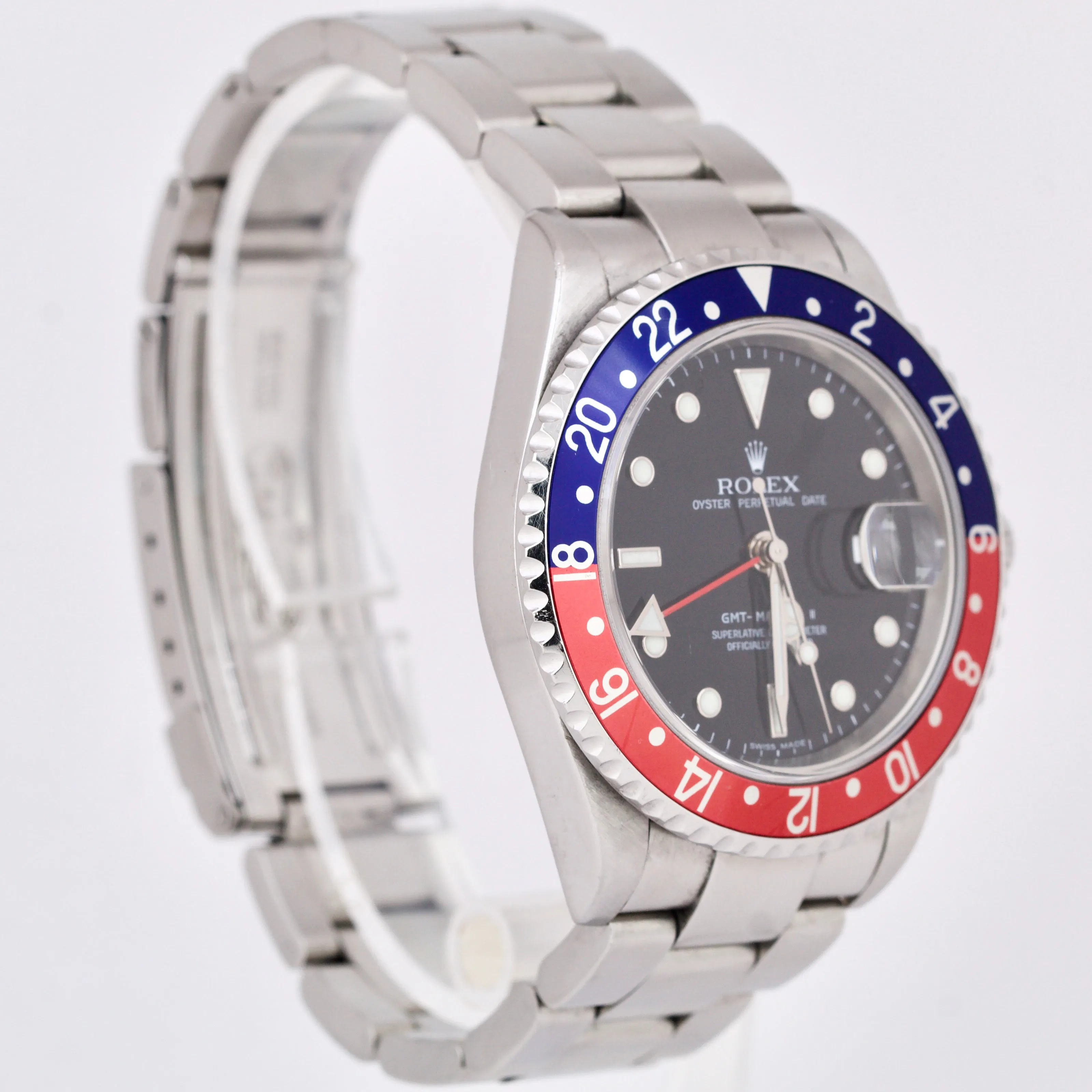 Rolex GMT-Master II PEPSI Red Blue ERROR STICK Steel Black NO HOLES 40mm 16710
