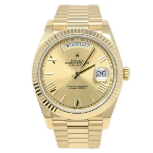 Rolex Men's Day-Date 18K Yellow Gold 40mm Champagne Roman Dial Watch Reference: 228238
