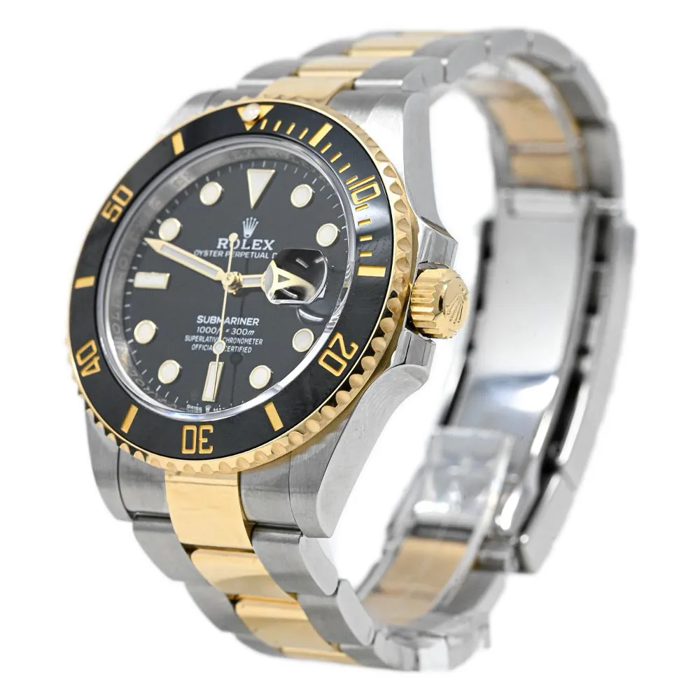 Rolex Men's Submariner Date 18K Yellow Gold & Steel 41mm Black Dot Dial Watch Reference #: 126613LN
