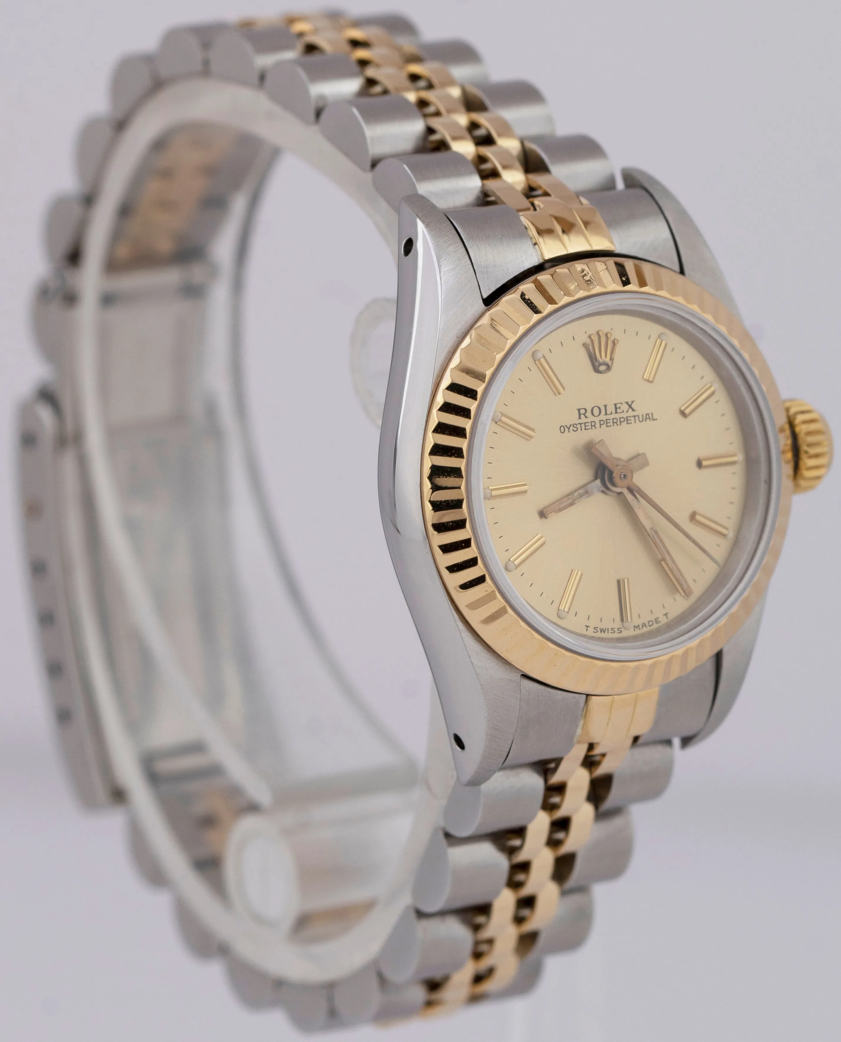 Rolex Oyster Perpetual 24mm Two-Tone Yellow Gold CHAMPAGNE Jubilee Watch 67193