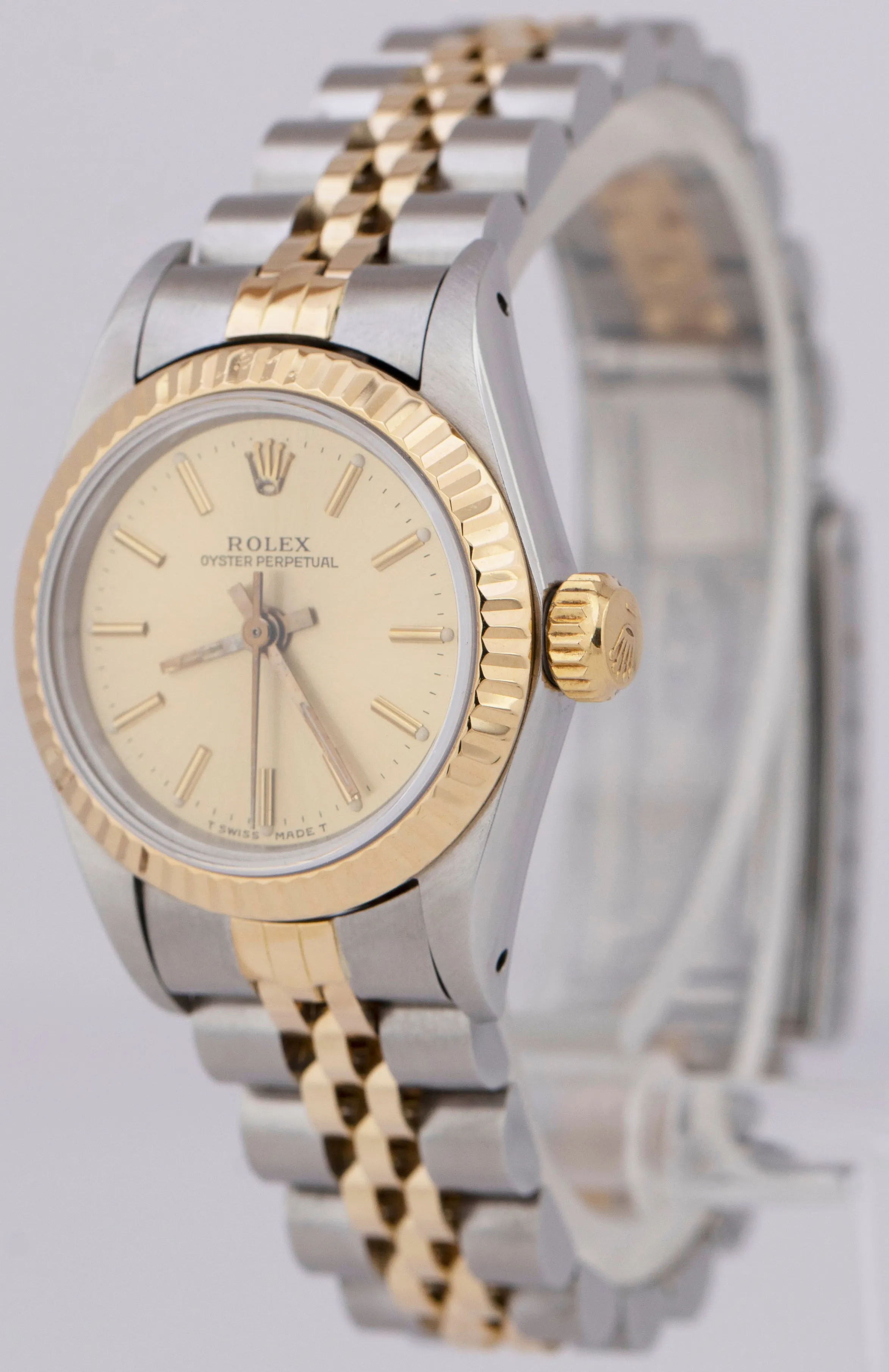 Rolex Oyster Perpetual 24mm Two-Tone Yellow Gold CHAMPAGNE Jubilee Watch 67193