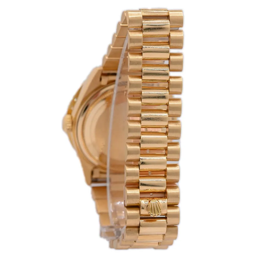 Rolex President Day-Date 18K Yellow Gold 36mm Custom Black Roman Diamond Dial Watch Reference #: 18038