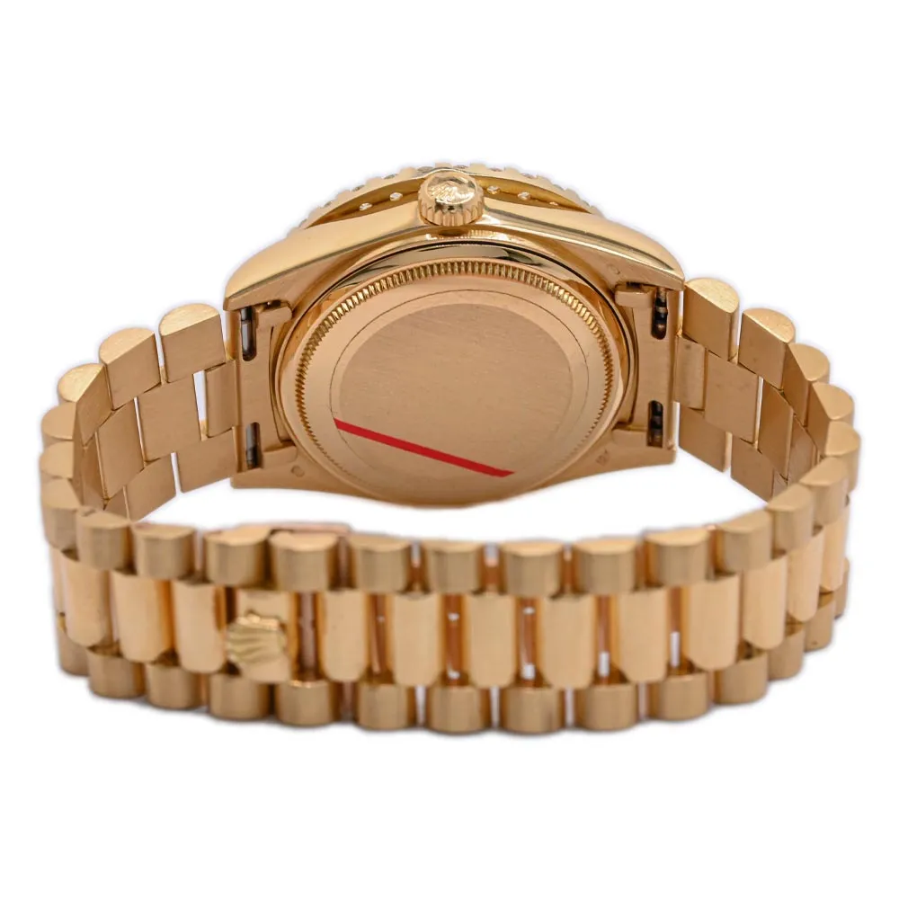 Rolex President Day-Date 18K Yellow Gold 36mm Custom Black Roman Diamond Dial Watch Reference #: 18038