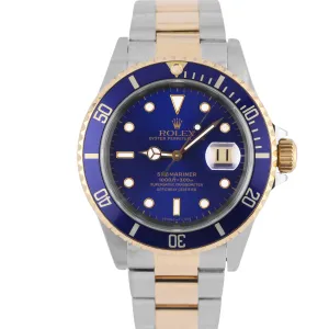 Rolex Submariner Date Two-Tone 18k Gold Steel Blue 40mm 16613 Watch