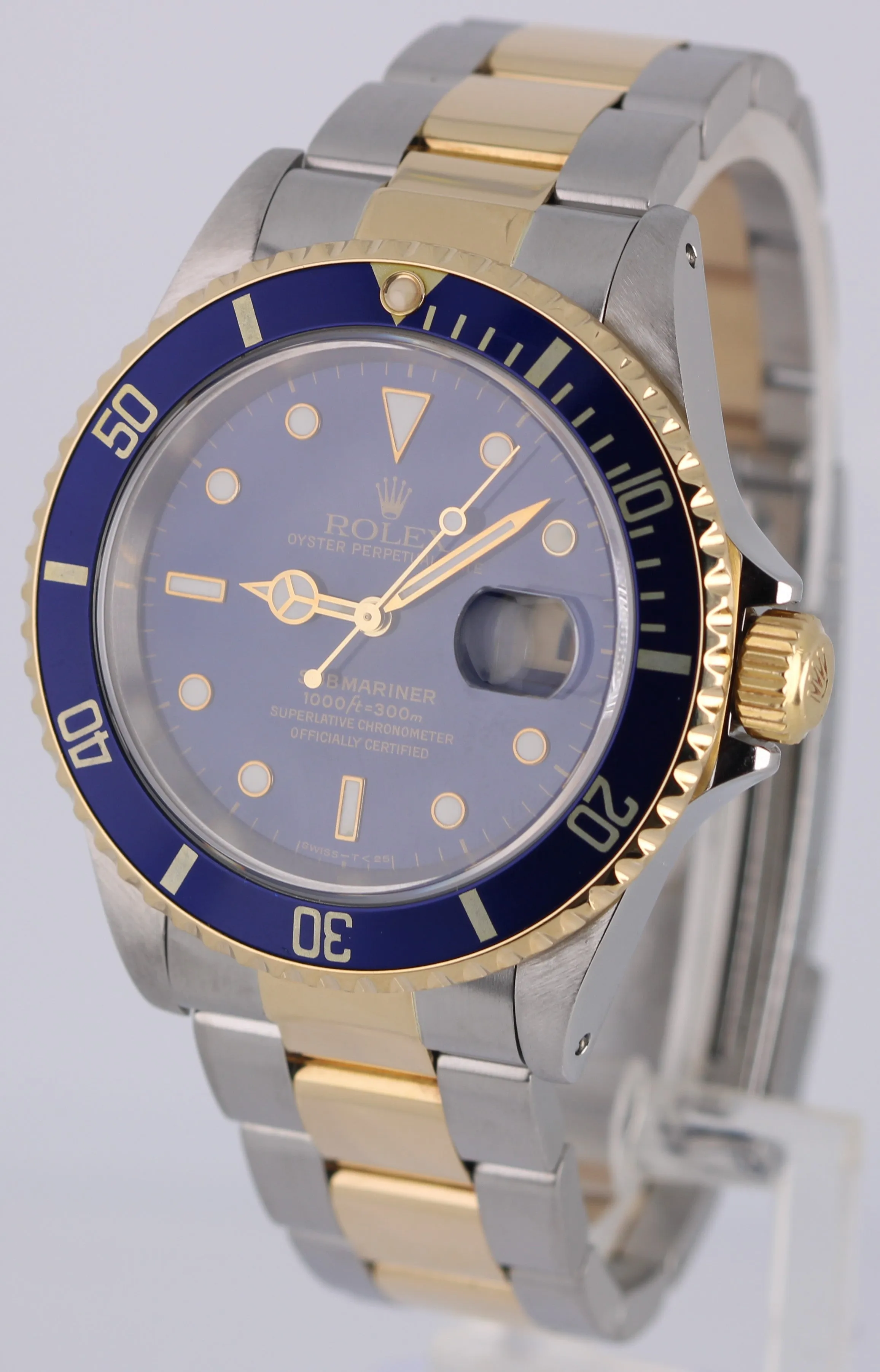 Rolex Submariner Date Two-Tone 18k Gold Steel Blue 40mm 16613 Watch