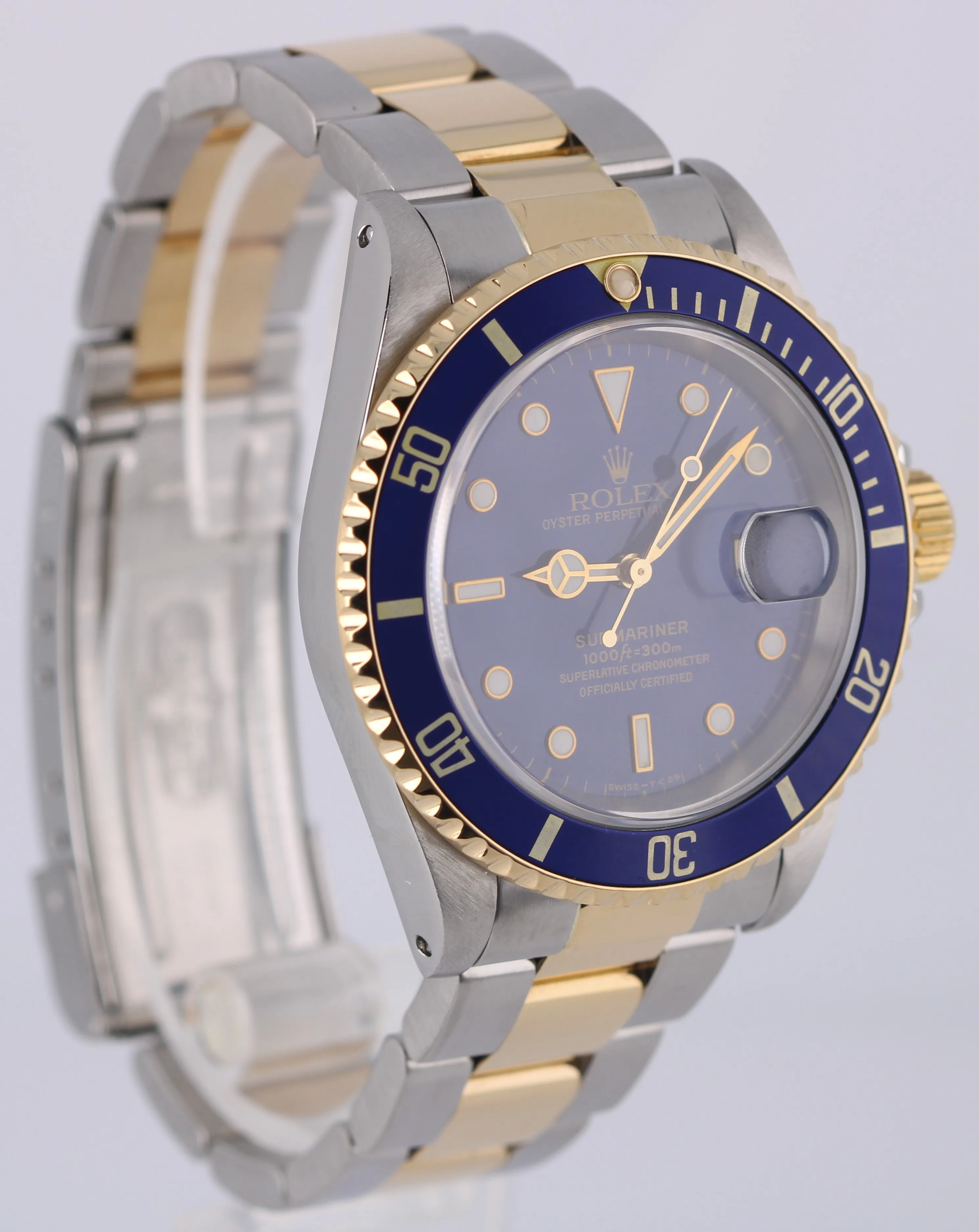 Rolex Submariner Date Two-Tone 18k Gold Steel Blue 40mm 16613 Watch
