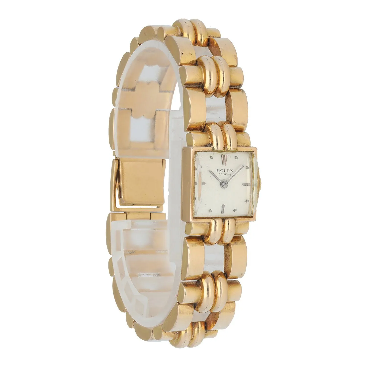 Rolex Vintage Square Dome Rose Gold Watch
