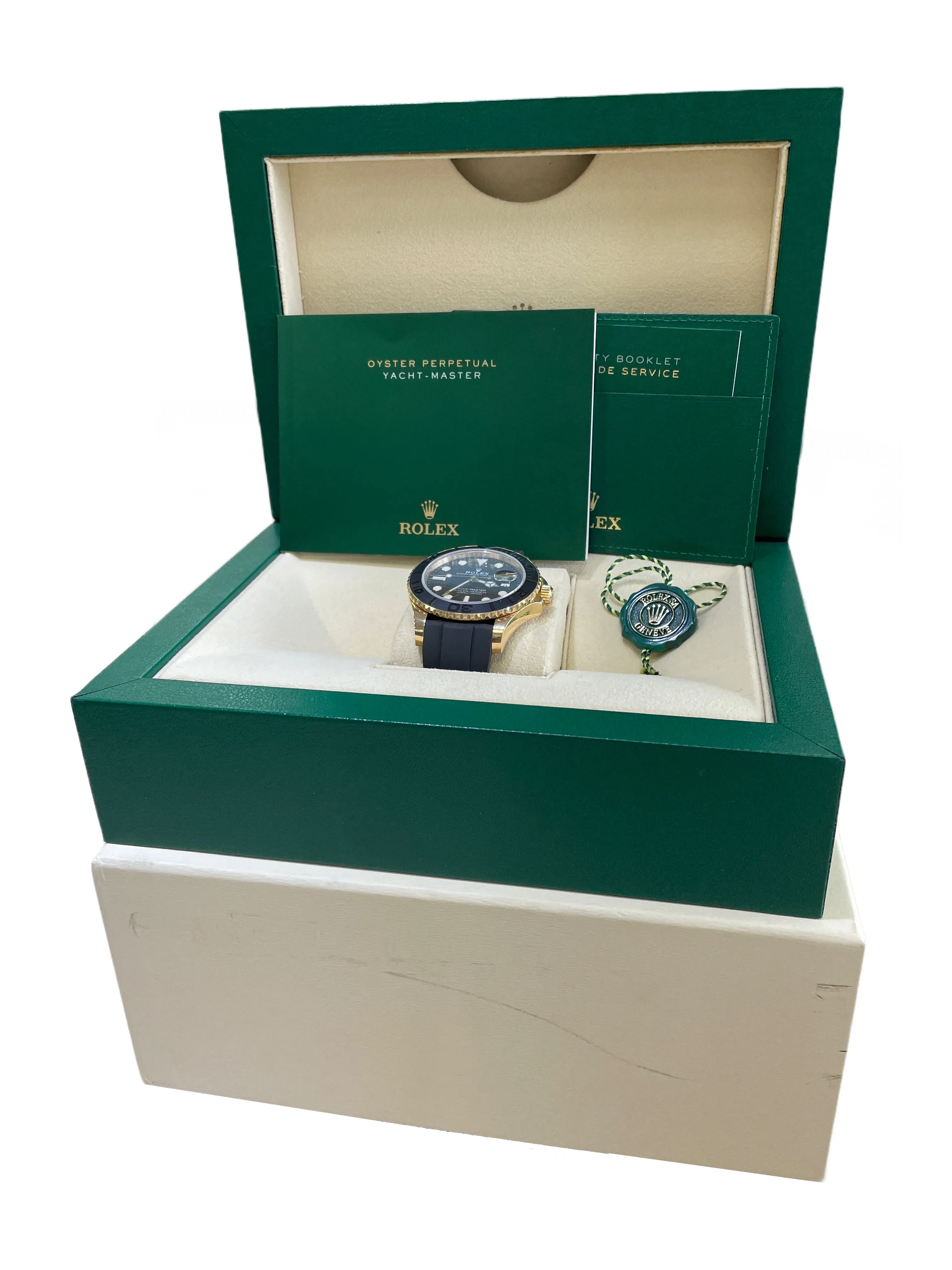 Rolex Yacht-Master 18K Yellow Gold Oysterflex BLACK 42mm 226658 Date Watch BOX