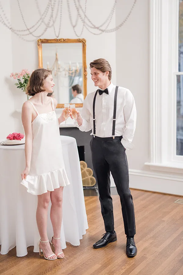 Ross Off White Gatsby-Inspired Beaded Rehearsal & Wedding Reception Dress