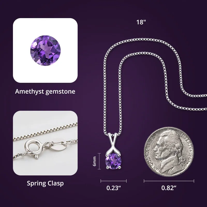 Round Cut Blue Topaz/Amethyst Natural Gemstone Pendant Necklace