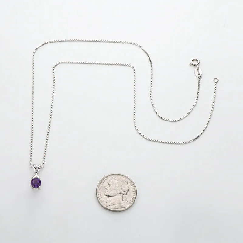 Round Cut Blue Topaz/Amethyst Natural Gemstone Pendant Necklace