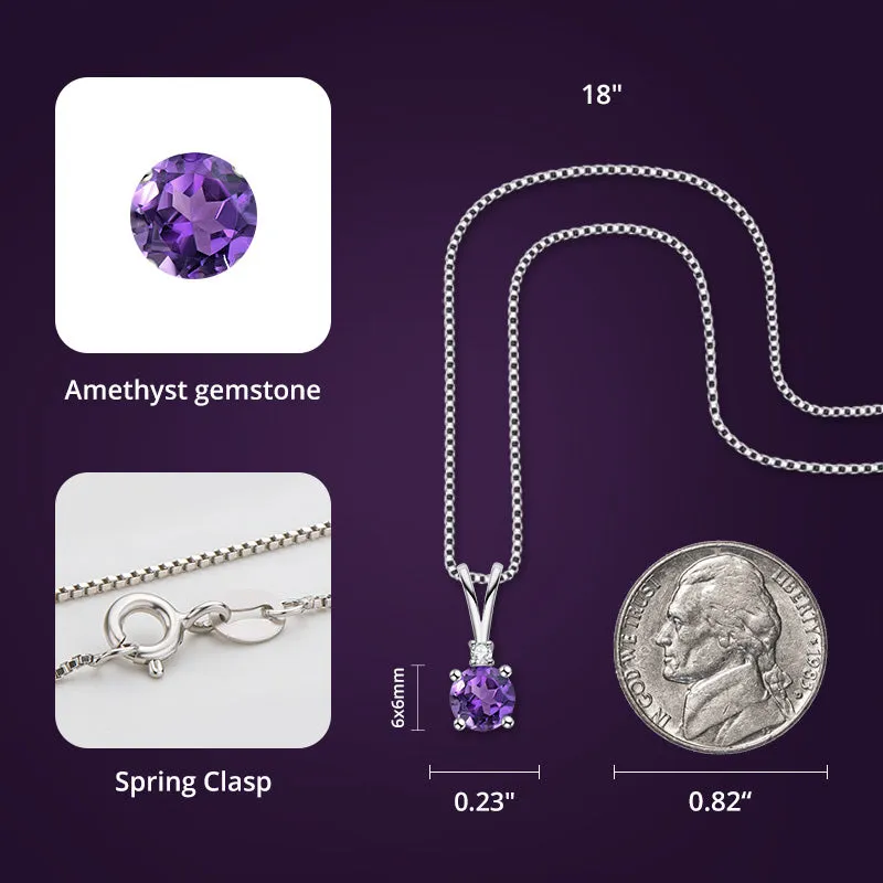 Round Cut Natural Amethyst Pendant Necklace