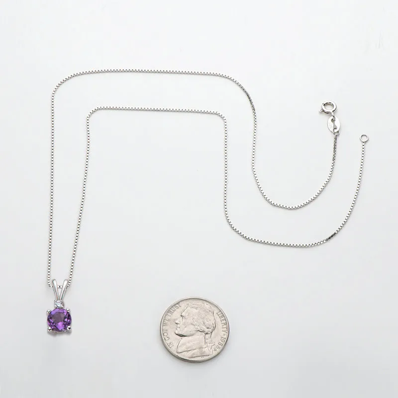 Round Cut Natural Amethyst Pendant Necklace