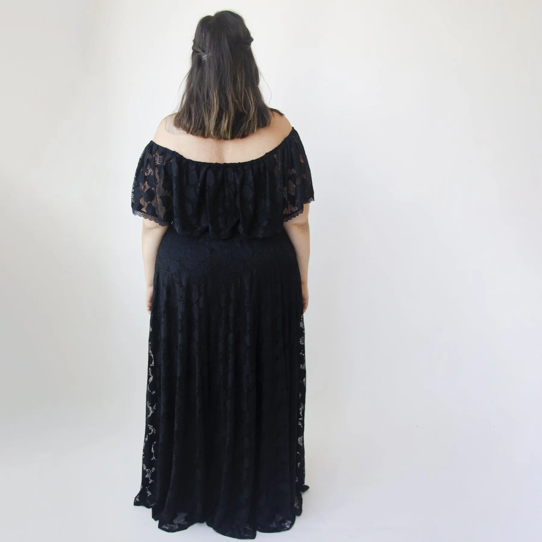 Ruffled Crinkle Off shoulder Dress #1338