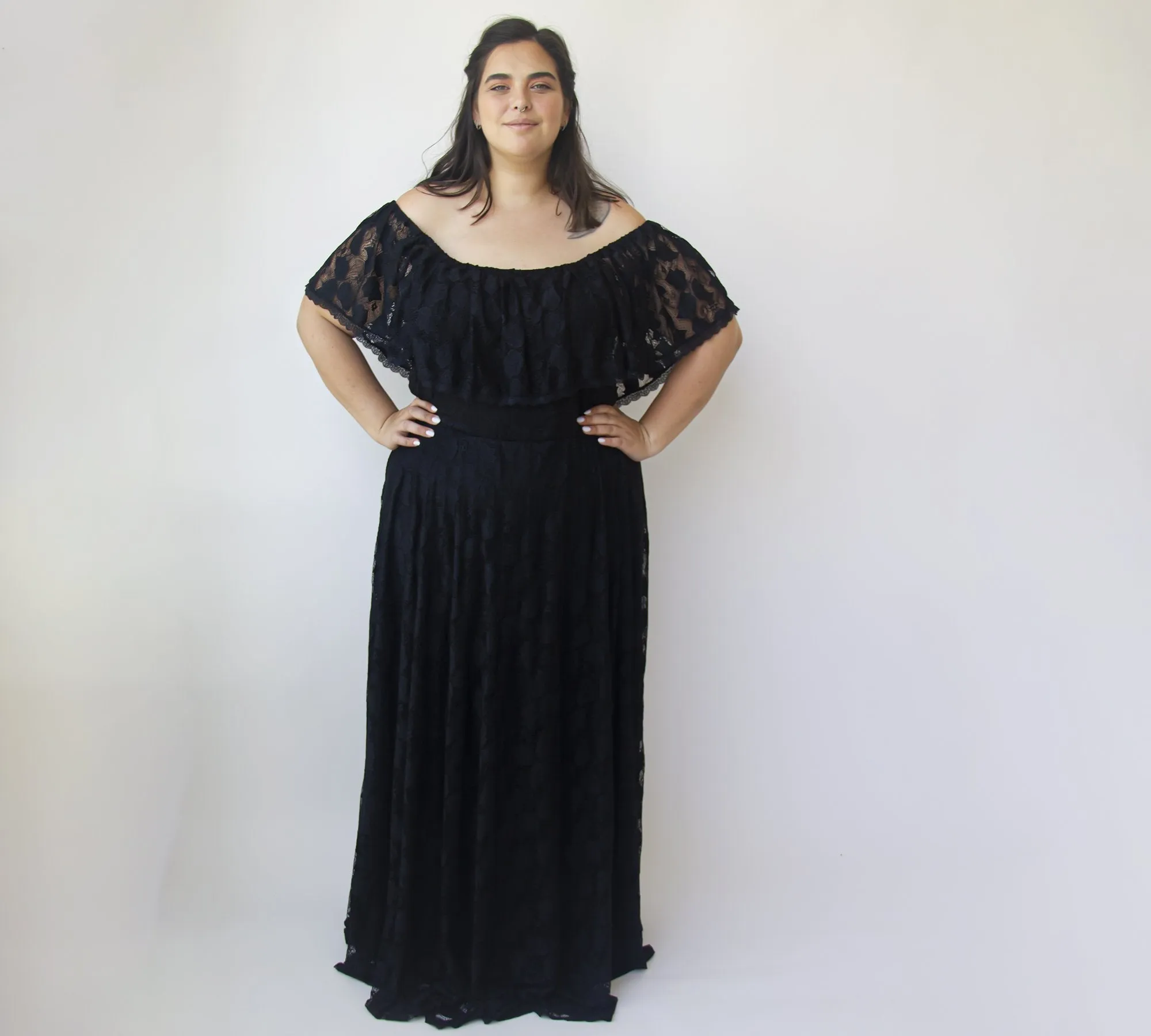 Ruffled Crinkle Off shoulder Dress #1338
