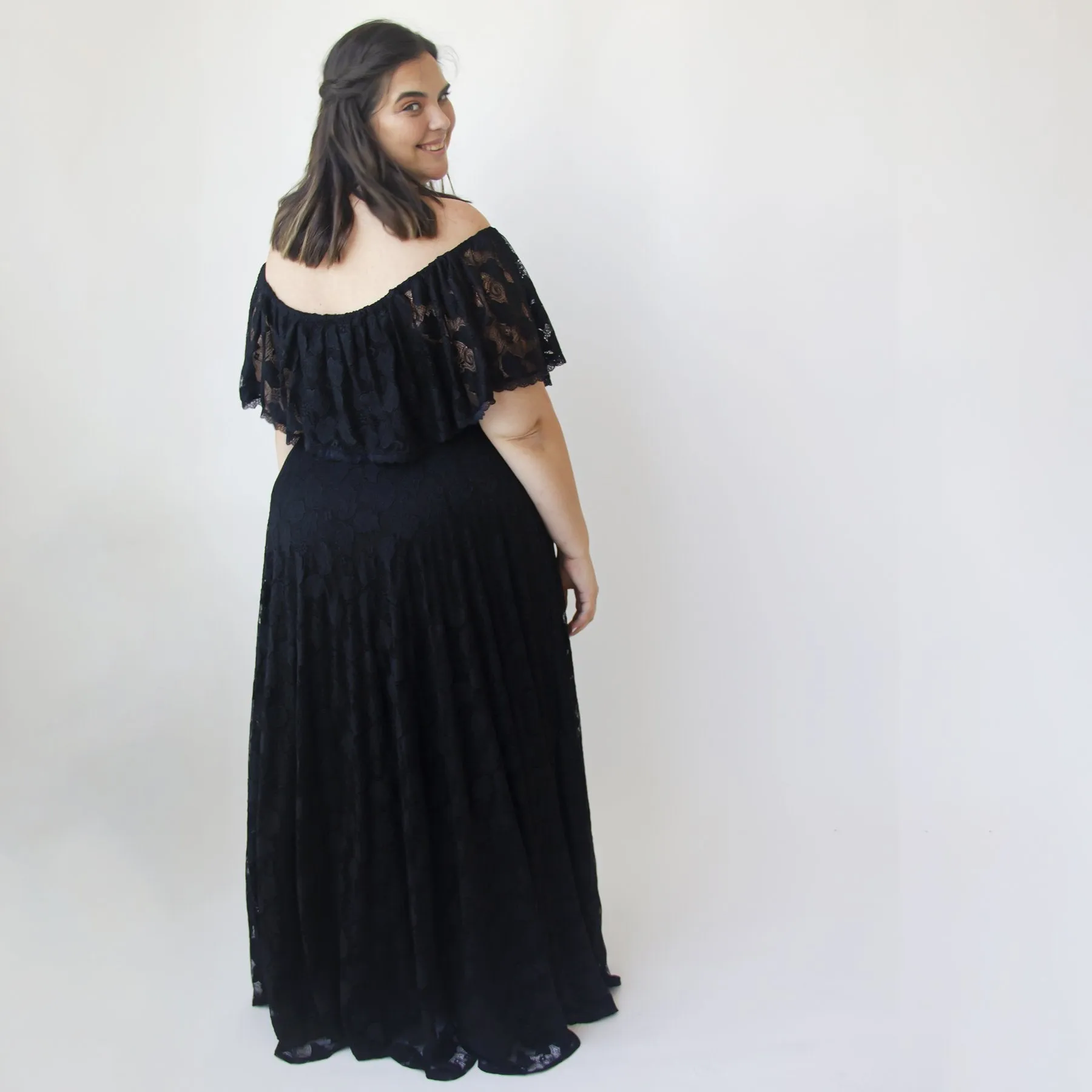 Ruffled Crinkle Off shoulder Dress #1338