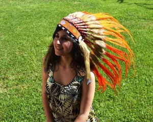 S15- Sunset / Orange Feather Headdress