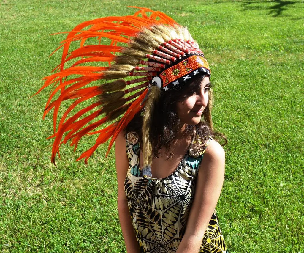 S15- Sunset / Orange Feather Headdress