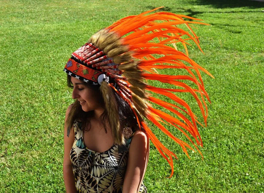 S15- Sunset / Orange Feather Headdress