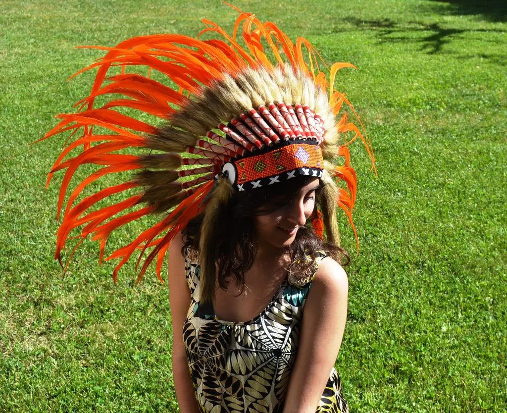 S15- Sunset / Orange Feather Headdress