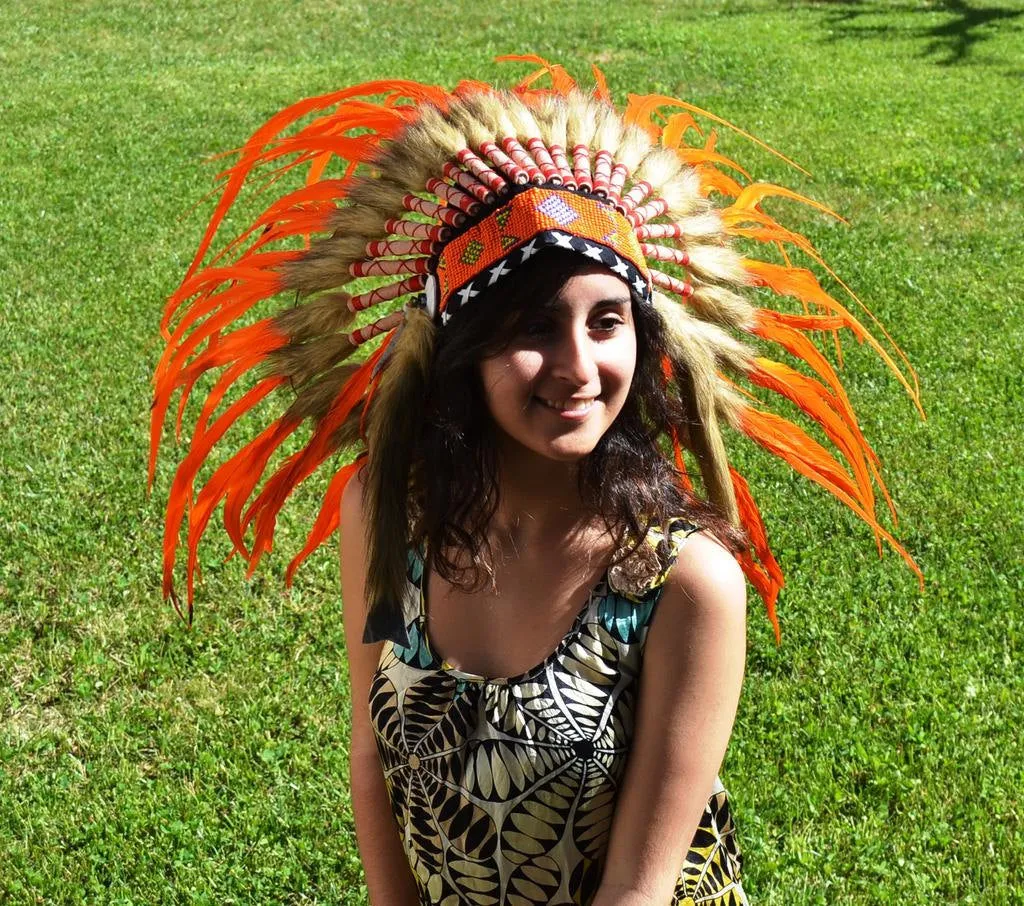 S15- Sunset / Orange Feather Headdress