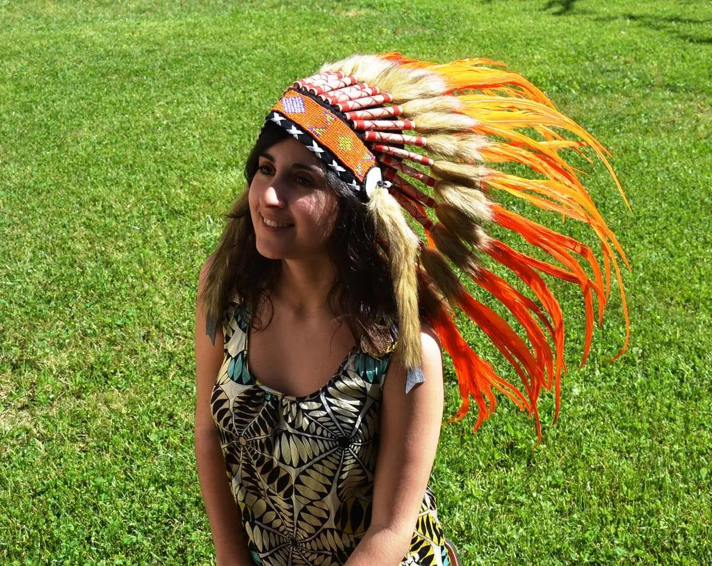 S15- Sunset / Orange Feather Headdress