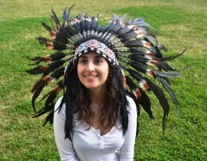 S36- Short double Feather Brown Headdress