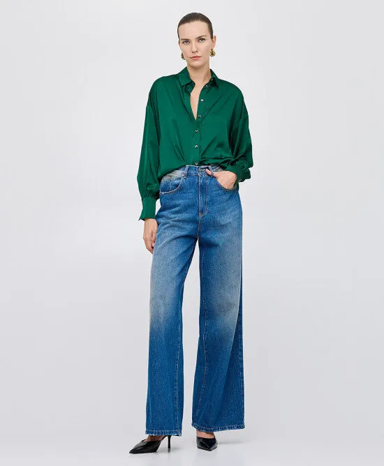 SALE Satin Blouse-Green