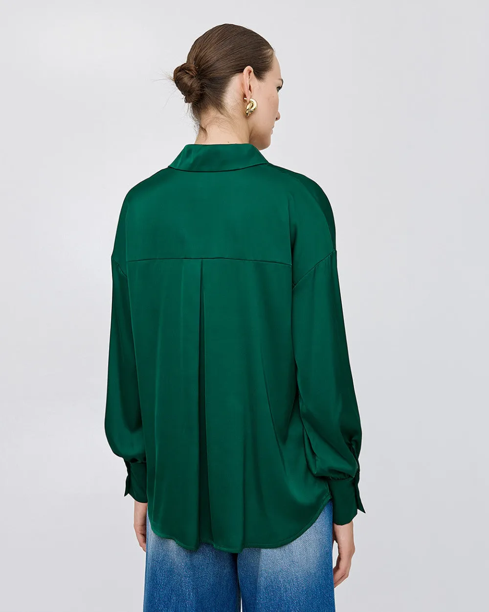 SALE Satin Blouse-Green