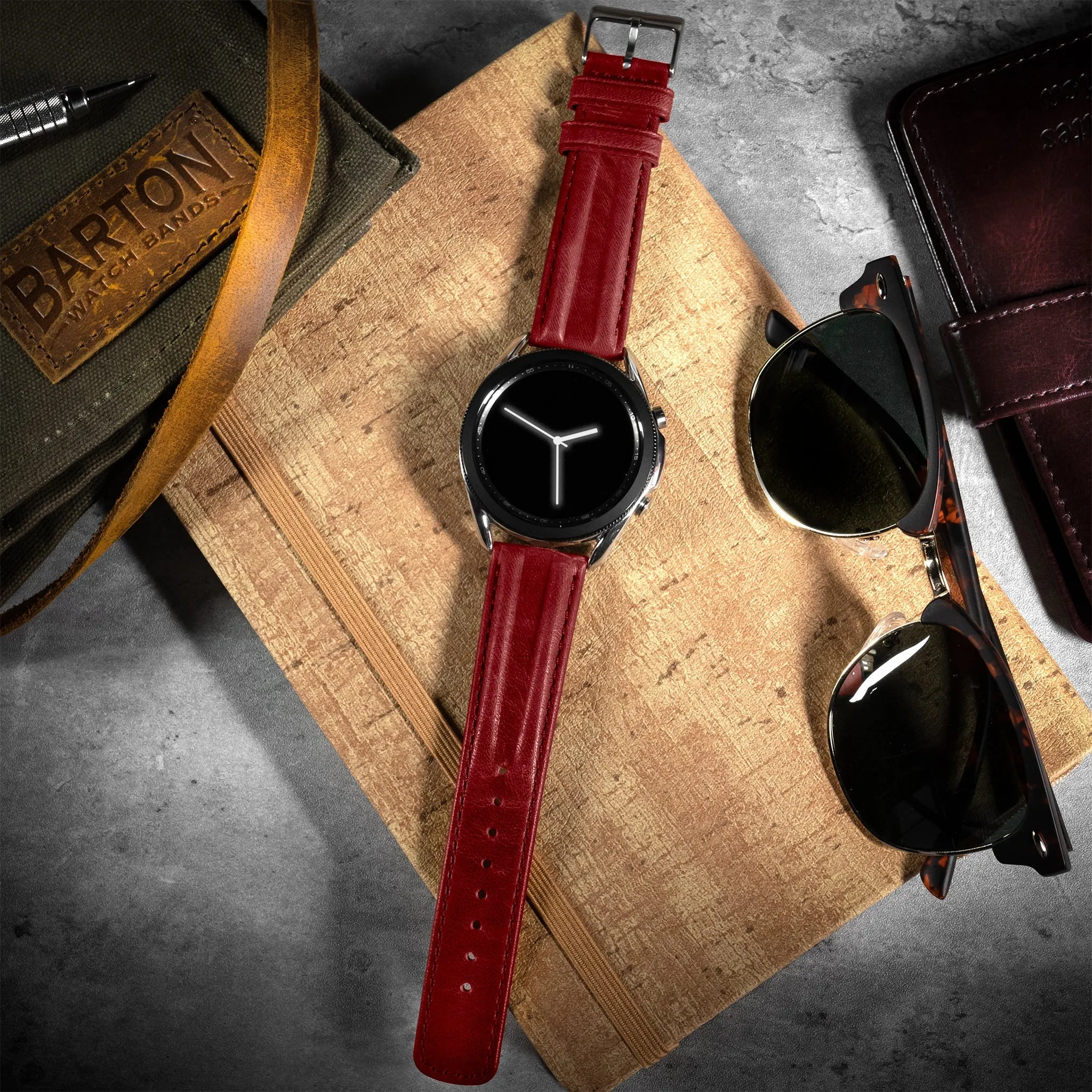 Samsung Galaxy Watch6 Classic Horween Leather Crimson Red Watch Band