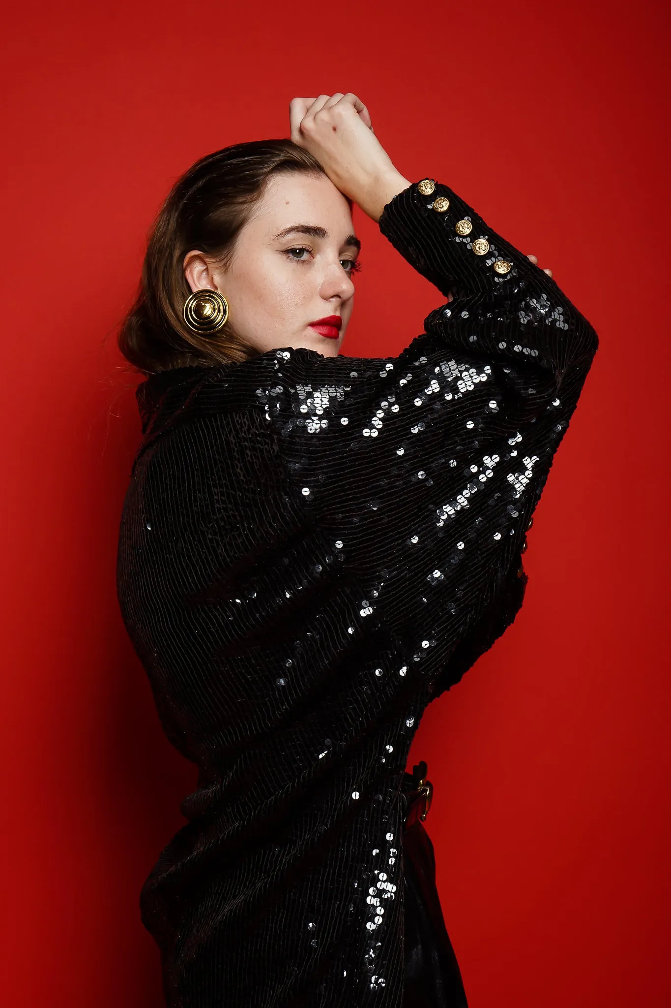 Sheer Sequin Shirt Dress Duster