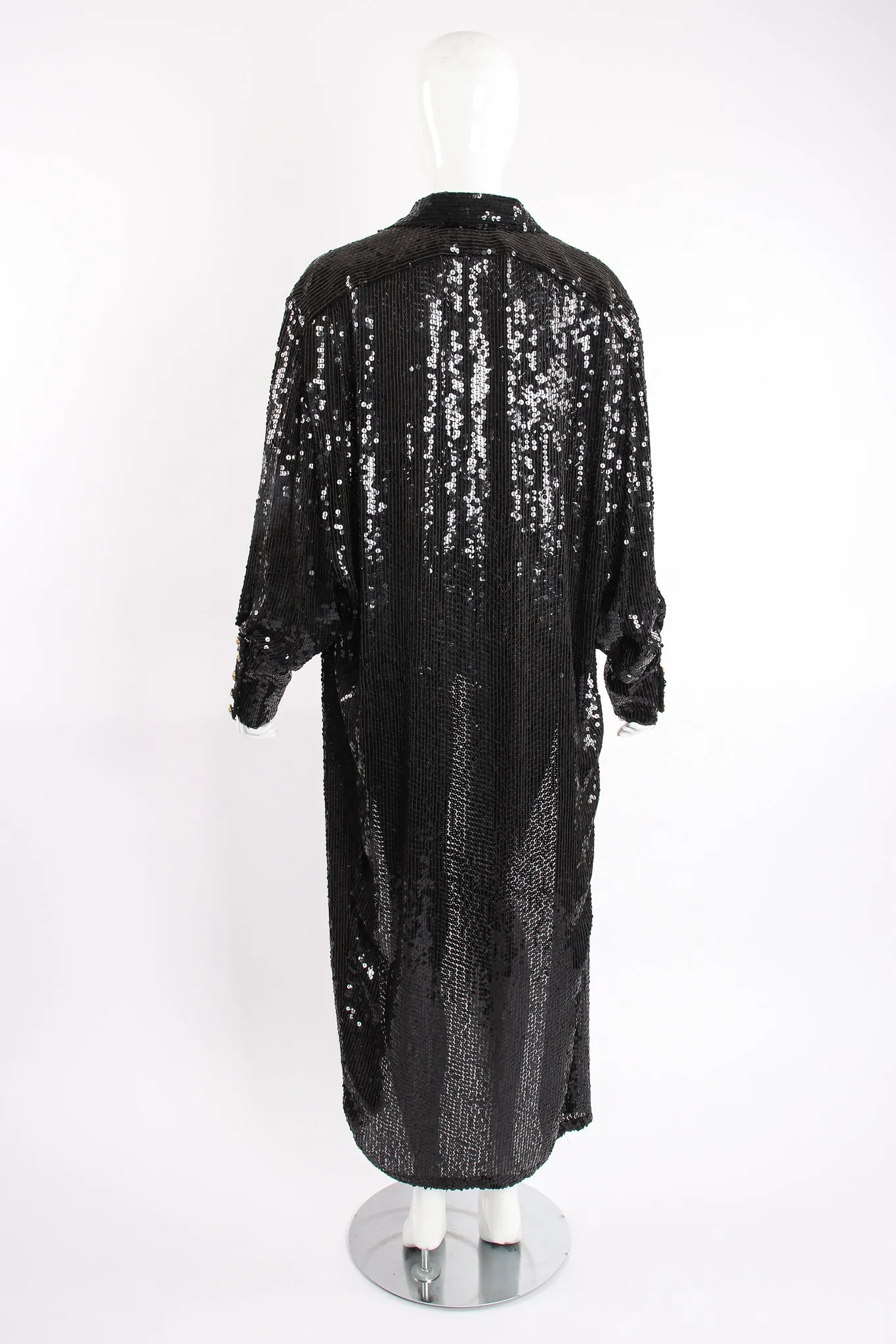 Sheer Sequin Shirt Dress Duster