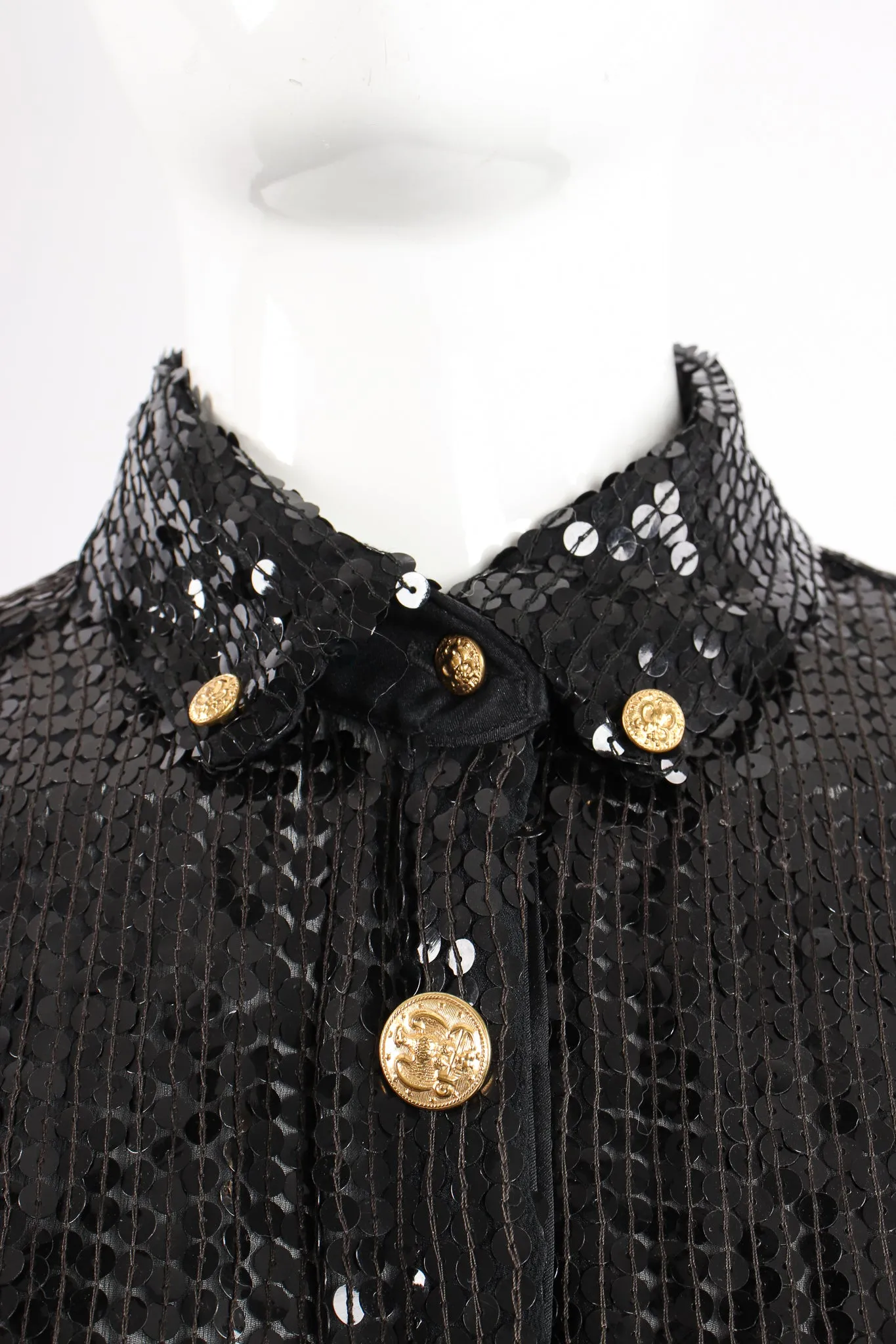 Sheer Sequin Shirt Dress Duster