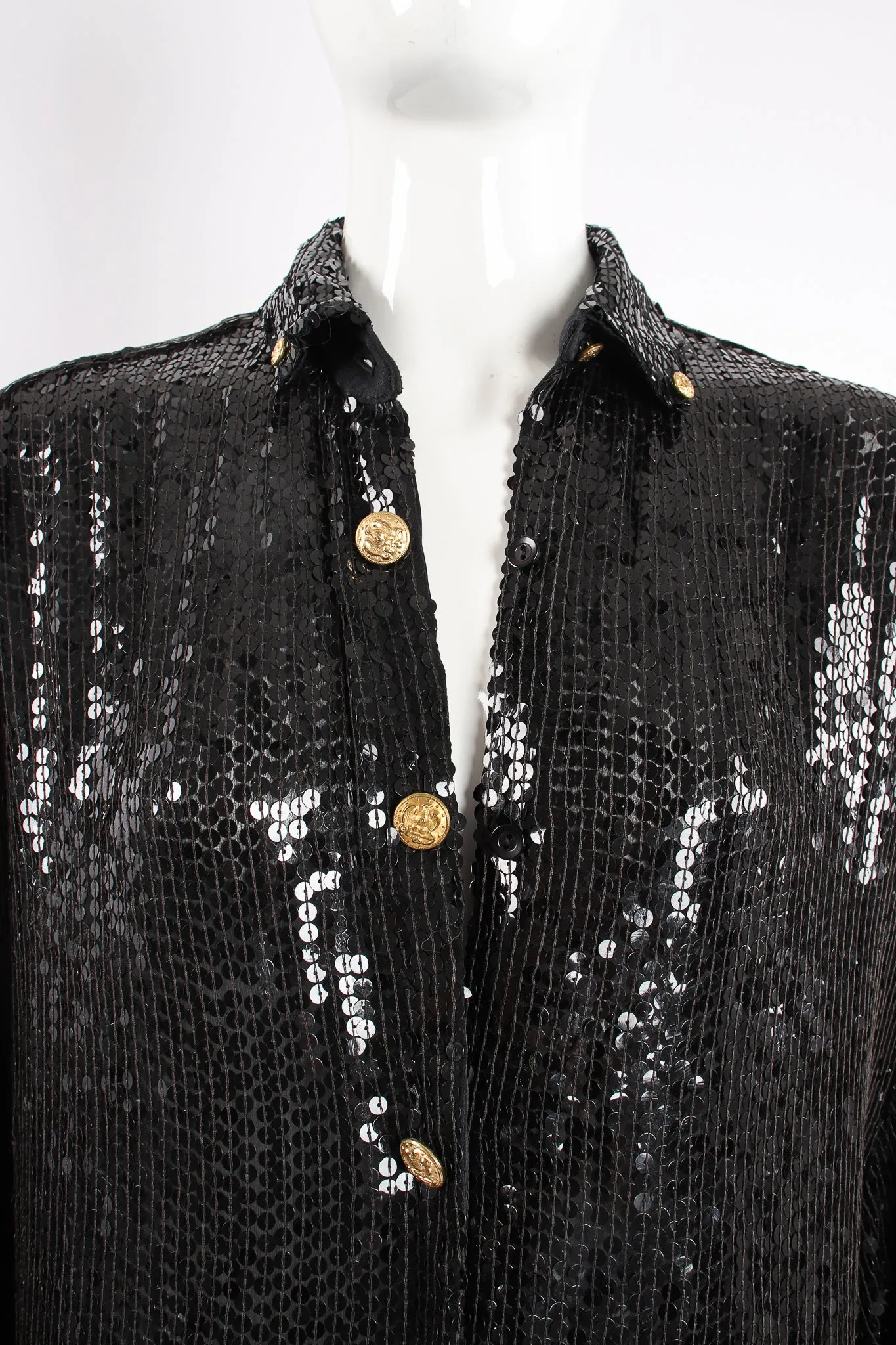 Sheer Sequin Shirt Dress Duster