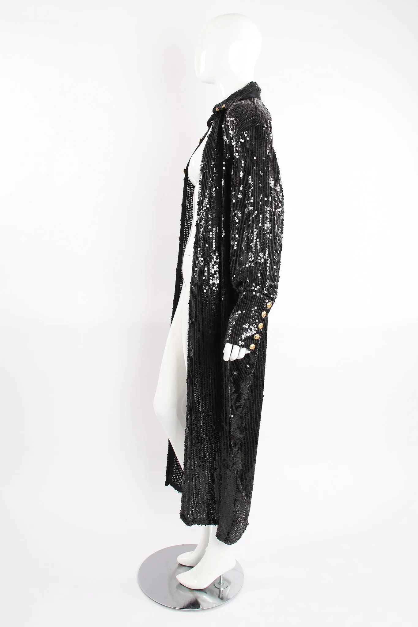 Sheer Sequin Shirt Dress Duster