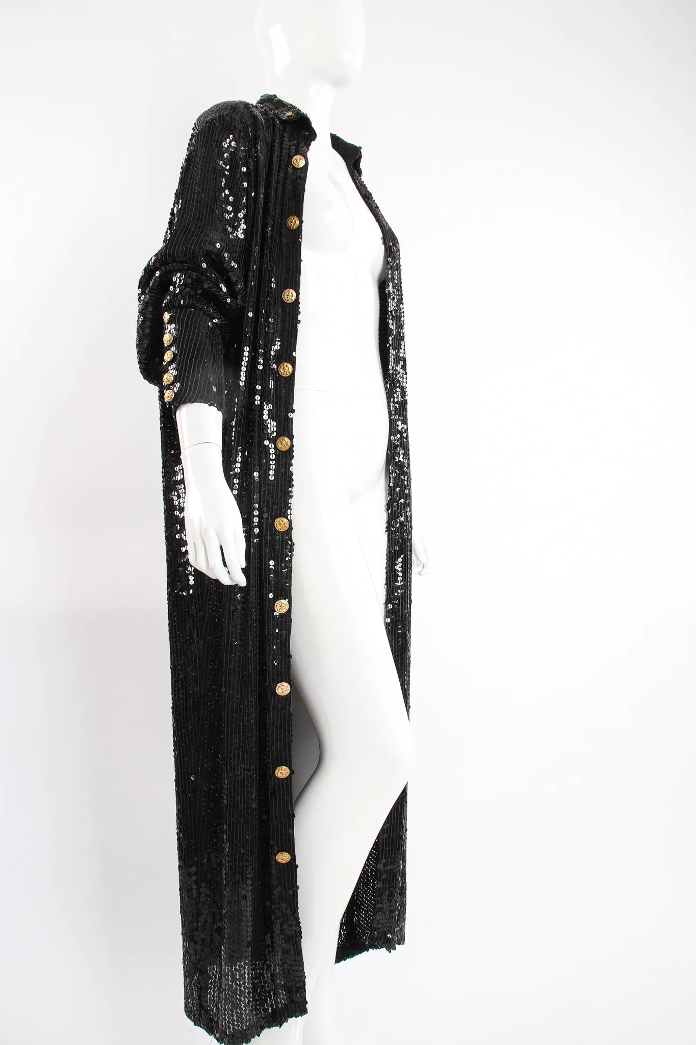 Sheer Sequin Shirt Dress Duster