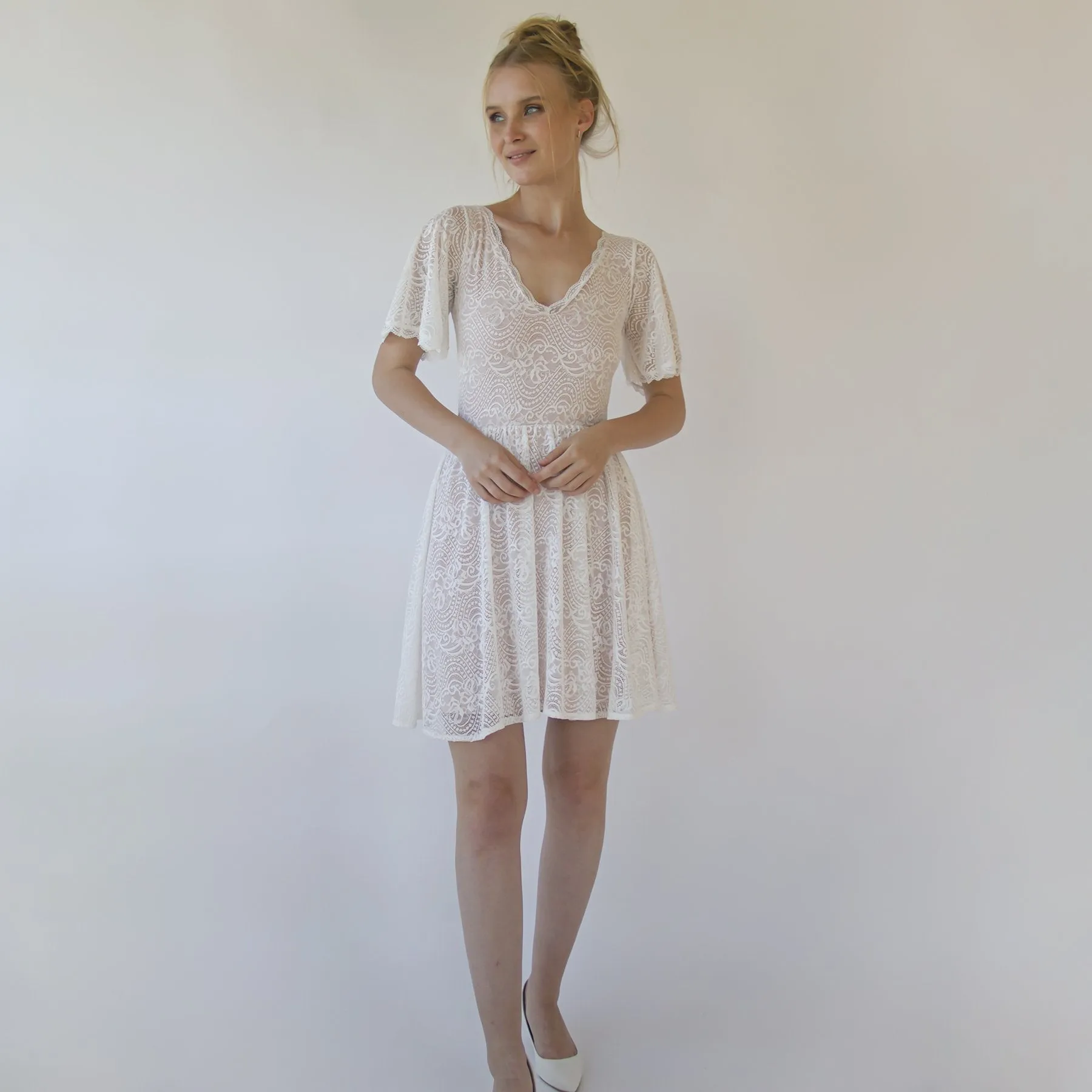 Short mini wedding dress #1374