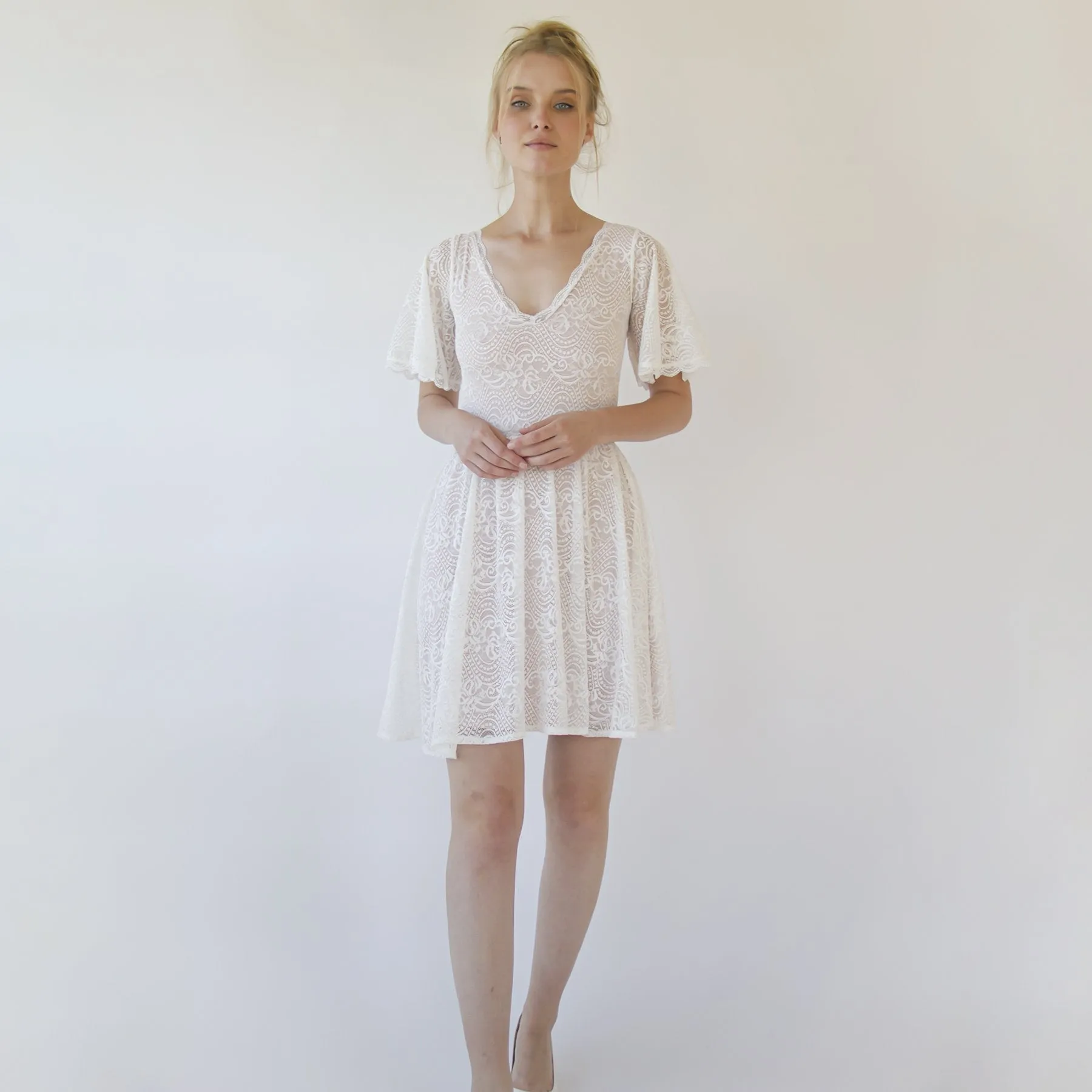 Short mini wedding dress #1374