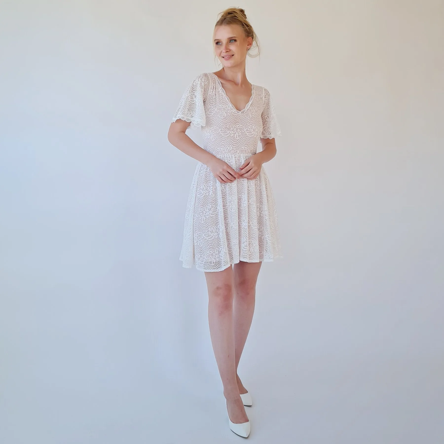 Short mini wedding dress #1374