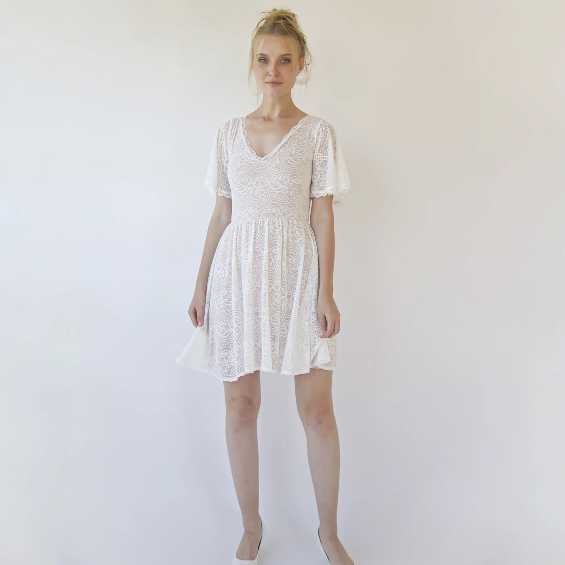 Short mini wedding dress #1374