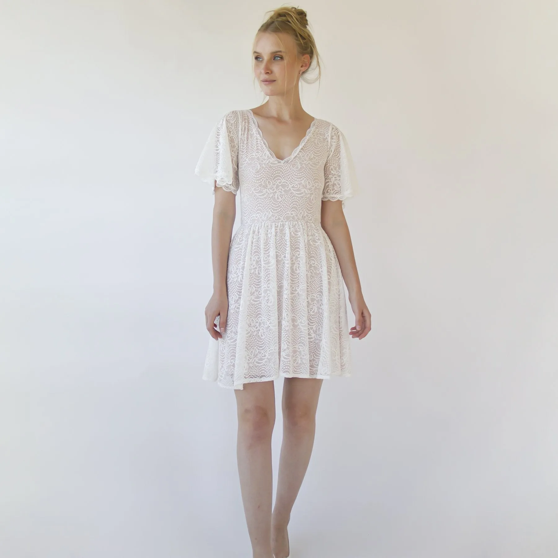 Short mini wedding dress #1374