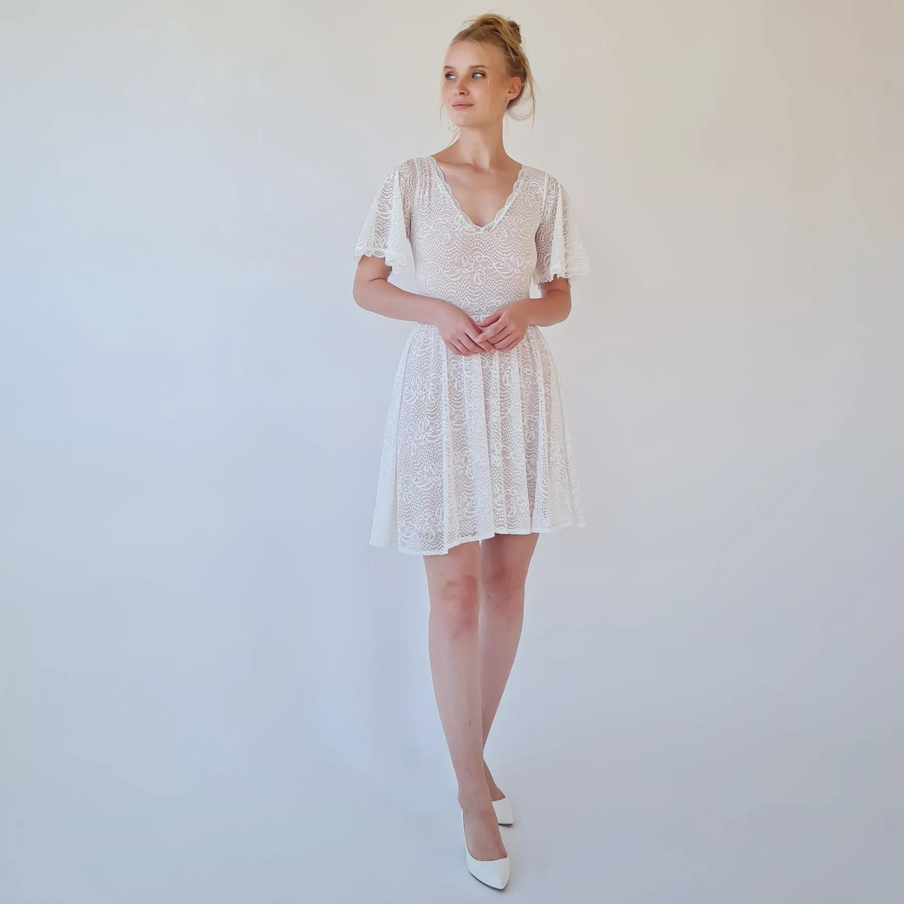 Short mini wedding dress #1374